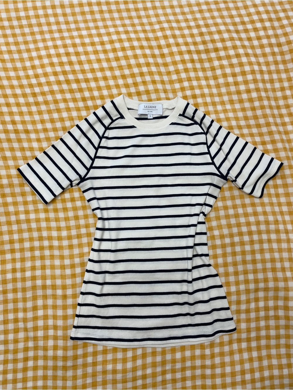 La Ligne Cream & Navy Striped Short Sleeve T-shirt